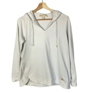 MICHAEL Michael Kors White V-Neck Pullover Lightweight Hoodie M